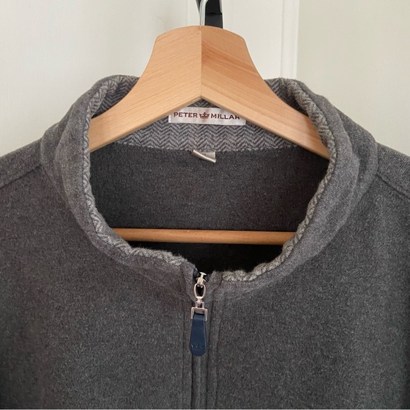 Peter Millar Gray Golf 1/4 Zip Mock Neck Melange Fleece Pullover Sweater Mens XL - Picture 1 of 5